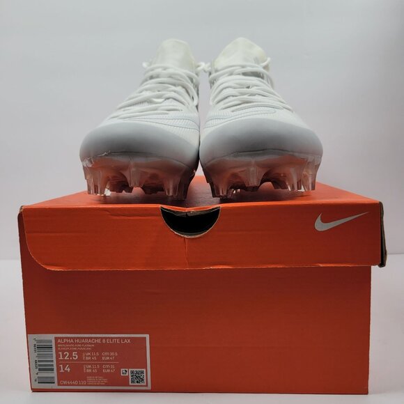 Nike Alpha Huarache 8 Elite LAX Men's White Cleats CW4440-110 US Size 12.5 NWB - Picture 2 of 10